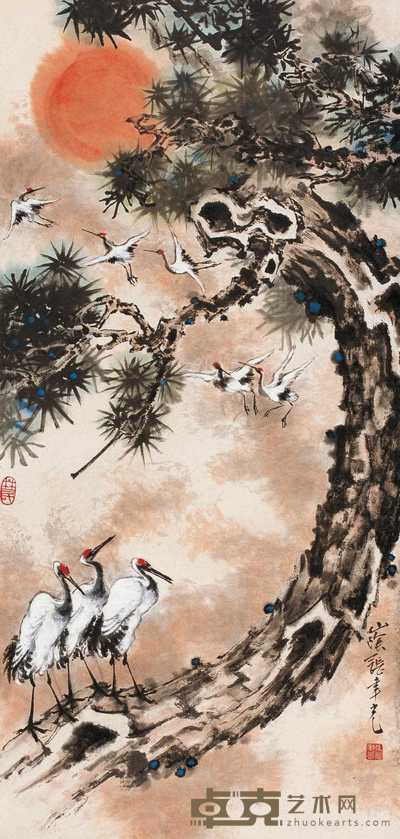 张聿光 益寿延年图 片 90×43cm